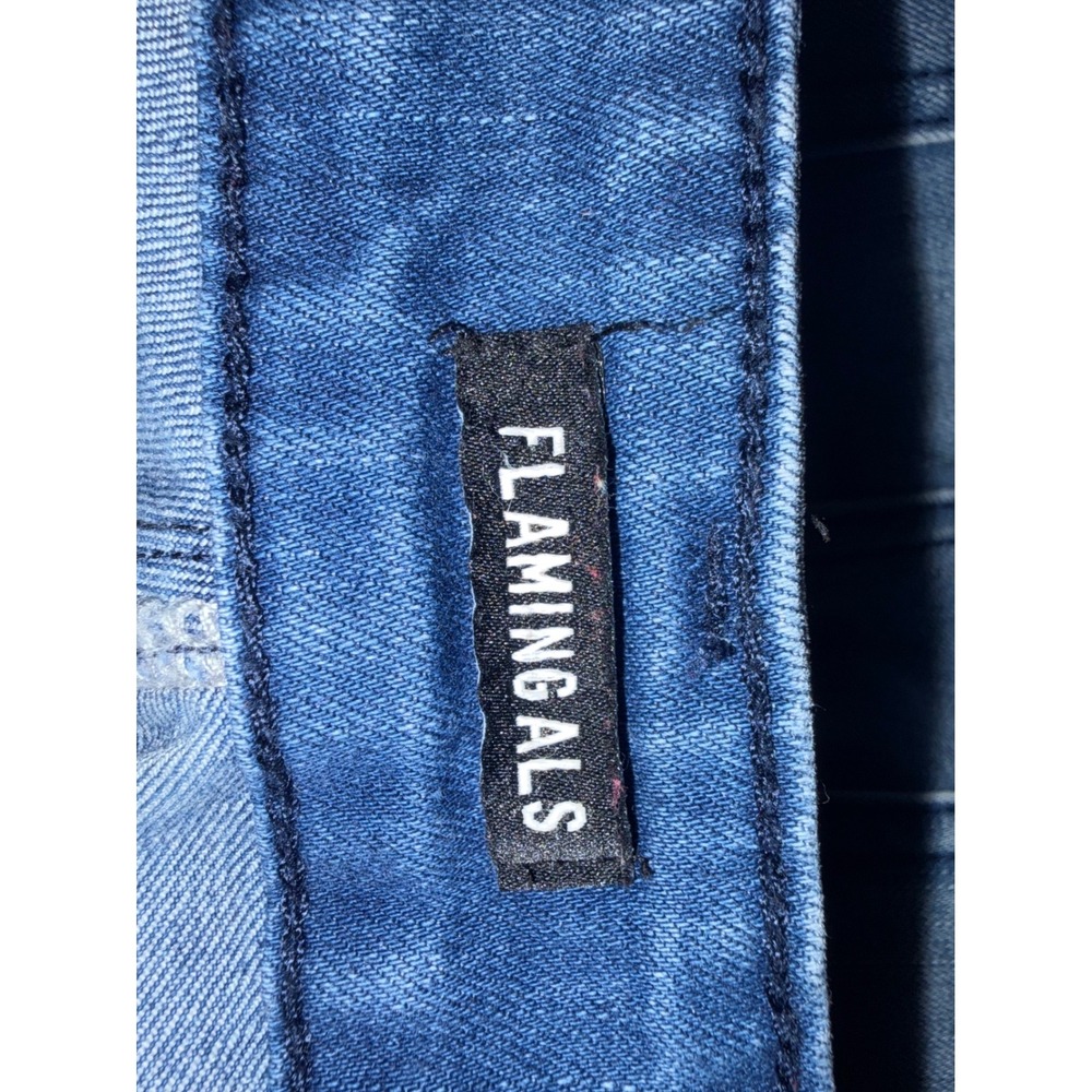 Flamingals Women Med Wash High Waisted Cropped Straight Leg Jeans Size M T42-32 - Picture 3 of 7
